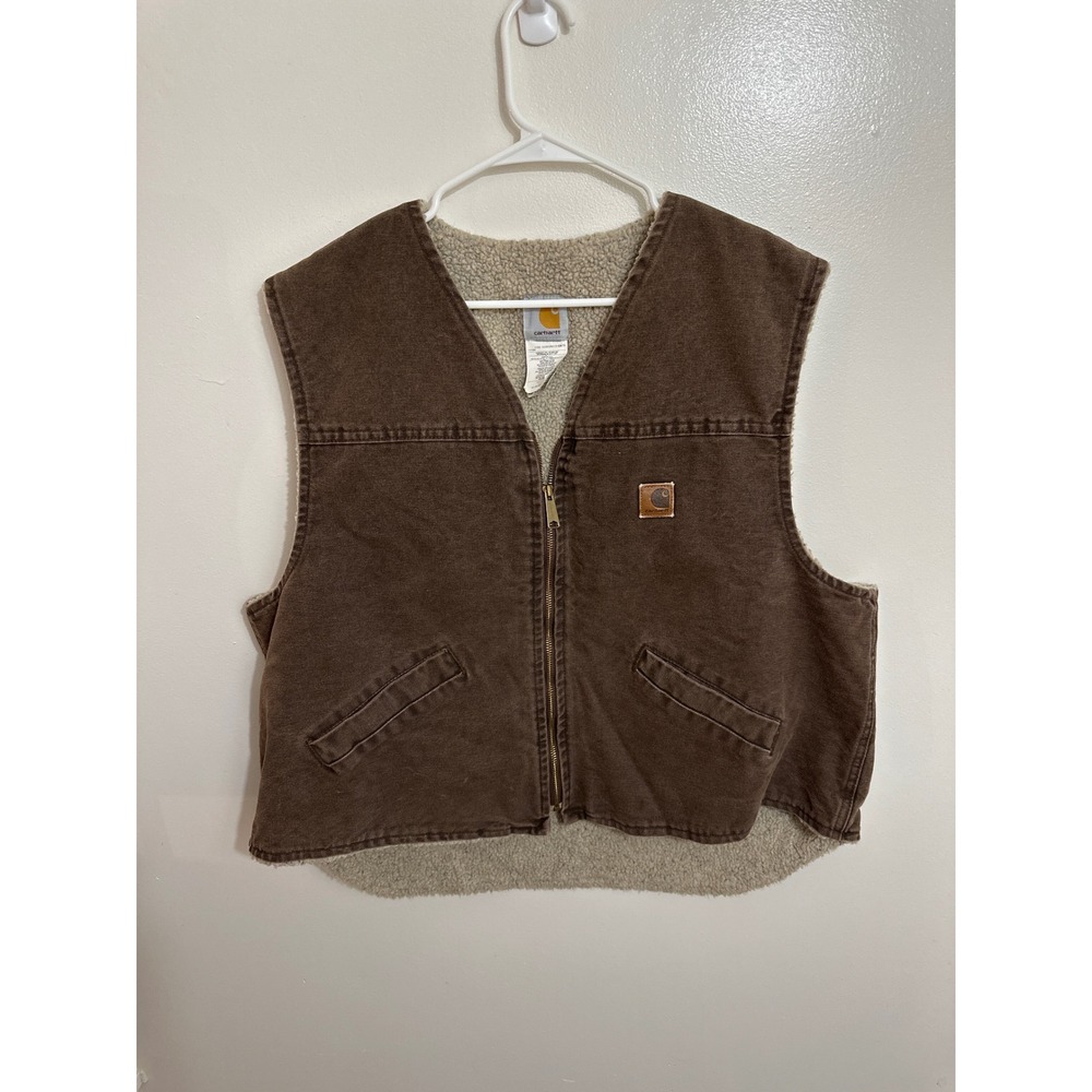 Carhartt V13CHT Sherpa Lined Sandstone Duck Vest Chestnut Brown Mens XL Regular